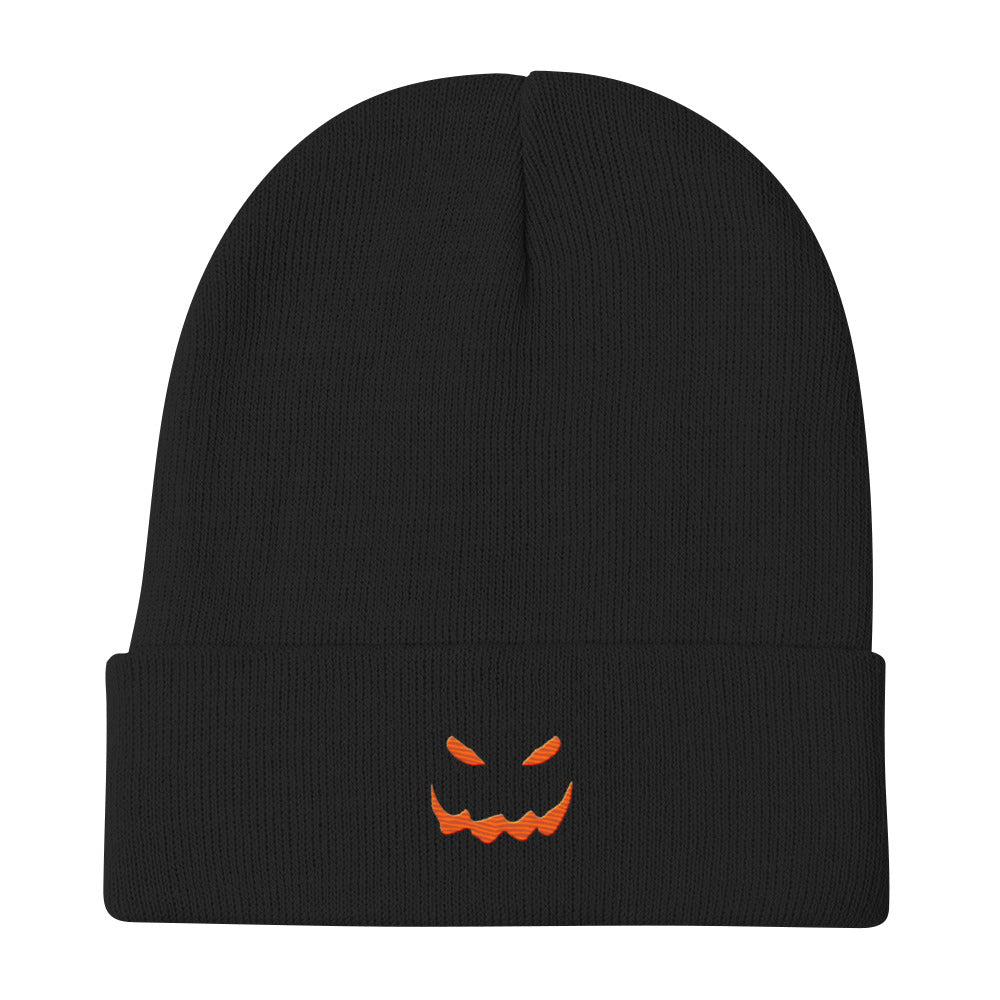 Pumpkin Face Embroidered Beanie